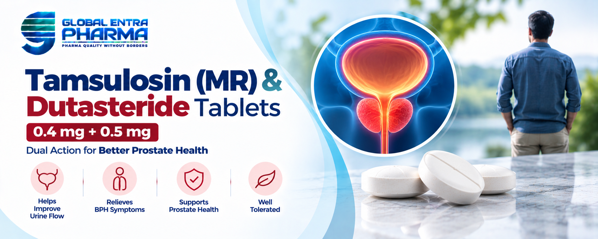 Tamsulosin Hydrochloride 0.4 mg MR & Dutasteride 0.5 mg Tablets Manufacturer in India